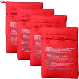 VASANA 4PCS Reusable Microwave Potato & Corn Cooker Bags, Red, Cooks in 4 Minutes