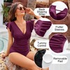 GRACE KARIN Women Swimming Costume Ruched Tummy Control Ruffle Sleeve