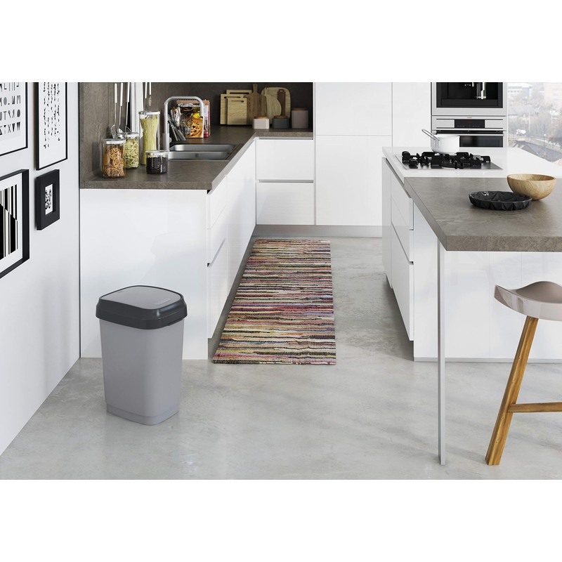 Kis" Dual Swing Waste Container, Grey/Anthracite, 19 x 25 x