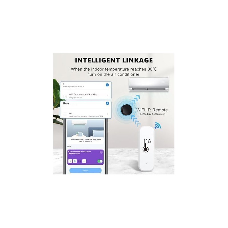 Wi-Fi Smart Thermometer Hygrometer, Digital Mini Indoor Temperature and Humidity
