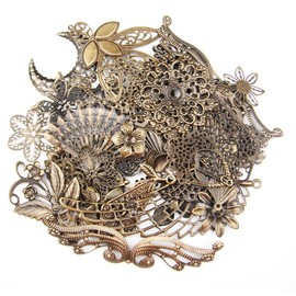 ALL in ONE Mixed Antique Bronze Filigree Charm Pendant Jewelry Findings: 50g