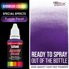 U.S. Art Supply Ready to Spray Special Effects Purple Pearl Acrylic Airbrush Paint - 1oz Bottle, Professional Grade Non-Toxic Water-Based Colors for Vibrant & Permanent Results