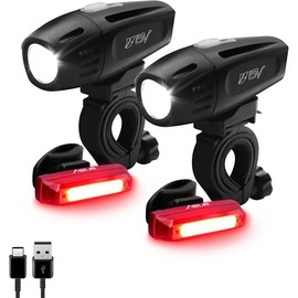 Bike Lights, Super Bright with 5 LED Bike Headlight & 3 LED Rear, Bike Lights for Night Riding with Quick-Release, Waterproof Bicycle Light Set, Bike Accessories, Bicycle Accessories, Flashlight - Style: Rechargeable - Pair