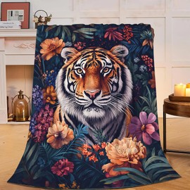 Tiger Blanket Tropic Tiger Fleece Throw Blanket Fuzzy Plush Super Soft Cozy Warm Tiger Decor Stuffed Animal Bedding Blanket Gifts for Boys Girls Kids Adult Men Women 40"x50"
