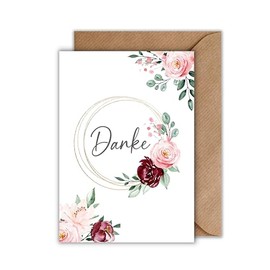 Thank You Card with Envelope - Thank You Card with Flower Leaving Card as Folding Card Farewell - Wedding Thank You Card (DIN A6)
