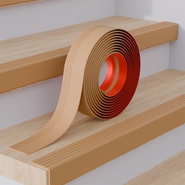 Thickened Stair Edge Trim - 4FT Rubber Stair Nosing, Non-Slip Self Adhesive Stair Edge Protector, Suitable for Indoor/Outdoor Use, Waterproof and Reliable (Light Brown, 4FT)