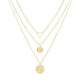 14k Gold Plated Layered Necklace for Women Trendy Multilayer Adjustable Layering Circle Bar Pendant Chain Necklace Dainty Gold Necklace Stack Fashion Jewelry Set Gifts for Women