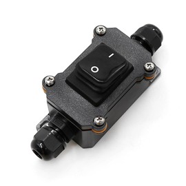 Leloco IP67 Cable Switch Waterproof for Outdoor Use, 16A 220V Cord Switch with Black Button, Robust Switch without Lighting for Garden, Workshop, Construction Site