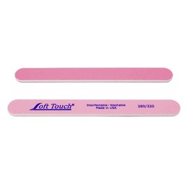 Soft Touch Nail File, Double Sided – 280/320 Grit, Light/Dark Pink, for Natural Nails, 7 Inch - 5 Piece
