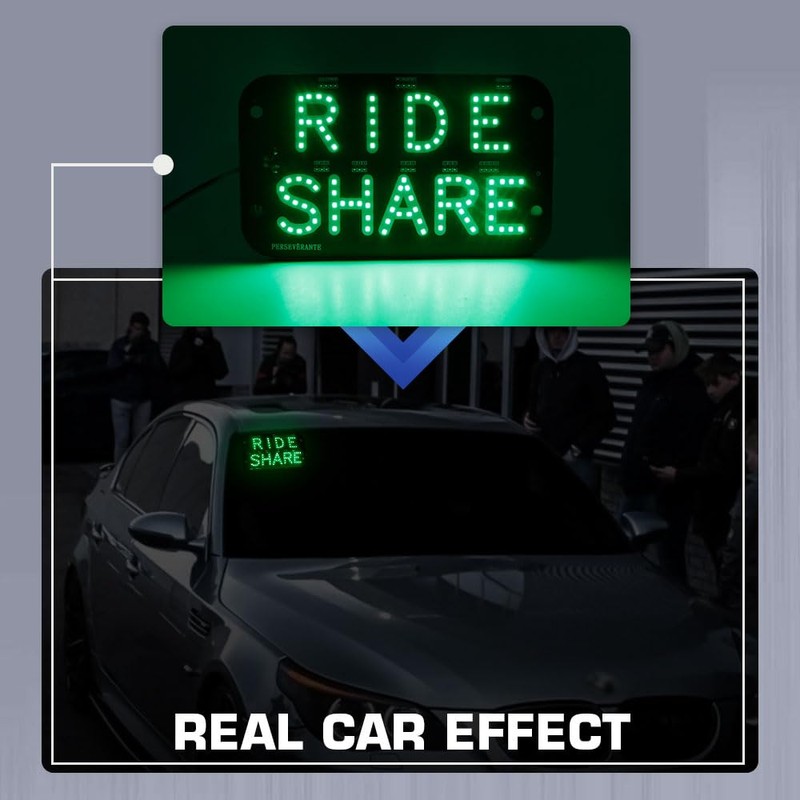 YSY LED Car Window Accessory Sign RIDESHARE for Ride Share