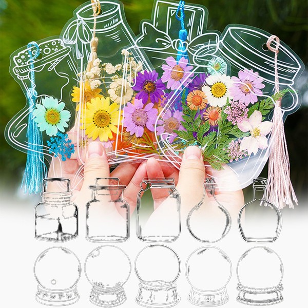 40PCS Transparent Dried Flower Bookmarks, 2024 New Clear DIY Bookmarks
