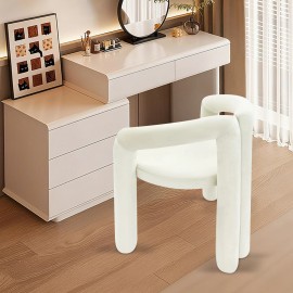 Makeup Vanity Chair with Backrest Comfy Modern Upholstered Seat Beige US STOCK