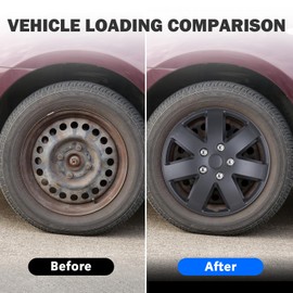 AUTOWIKI 16 Inches Wheel Rim Cover Hubcaps Set of 4, Wheel Cover Replacement R16 Hubcaps, Car Truck SUV Black Matte Hub Accessories