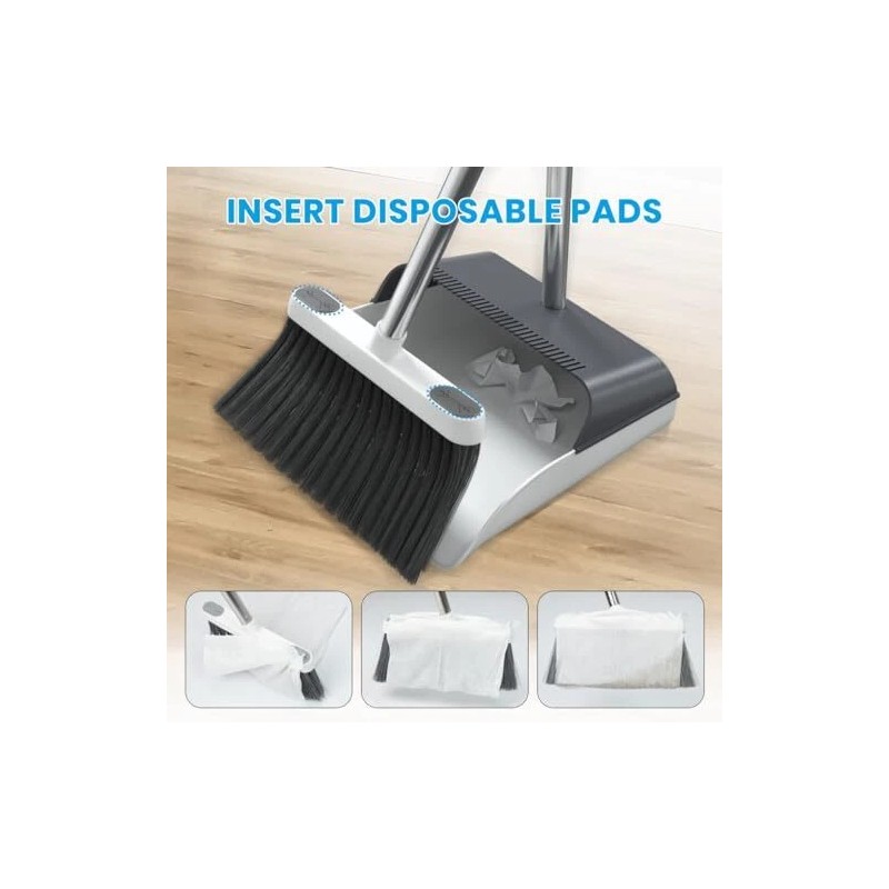 Stand Up Dustpan and Broom Set 50” Long Handle Broom