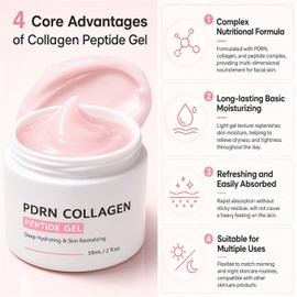 PDRN Collagen Peptide Gel, Moisturizer, Lightweight, Hydrating Facial Gel Cream with Niacinamide & Peptide Complex for Smooth, Boost, Firm-Looking, Radiant, Glowing Skin, Daily SkinCare