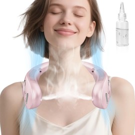 KJXIC Misting Fan,Mister Fans,Folding Hanging Neck Fan,Cordless Bladeless Battery Cooling Neck Cooler Device,Birthday Gifts for Home,Office,Outside,Travel,Sports Light Purple