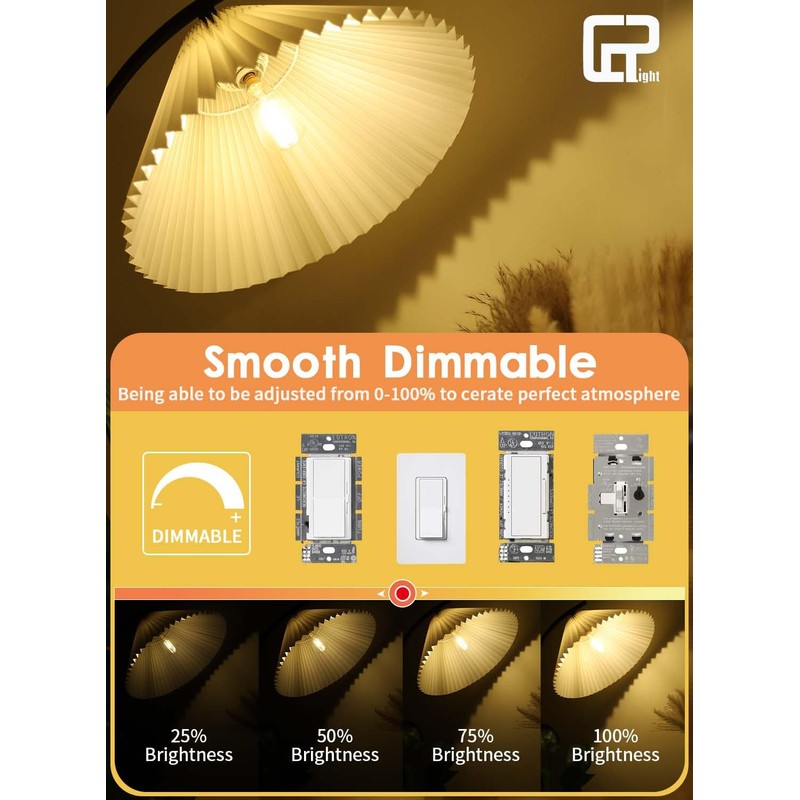 CRLight 4W Candelabra LED Edison Bulb 45W Equivalent 2700K Warm