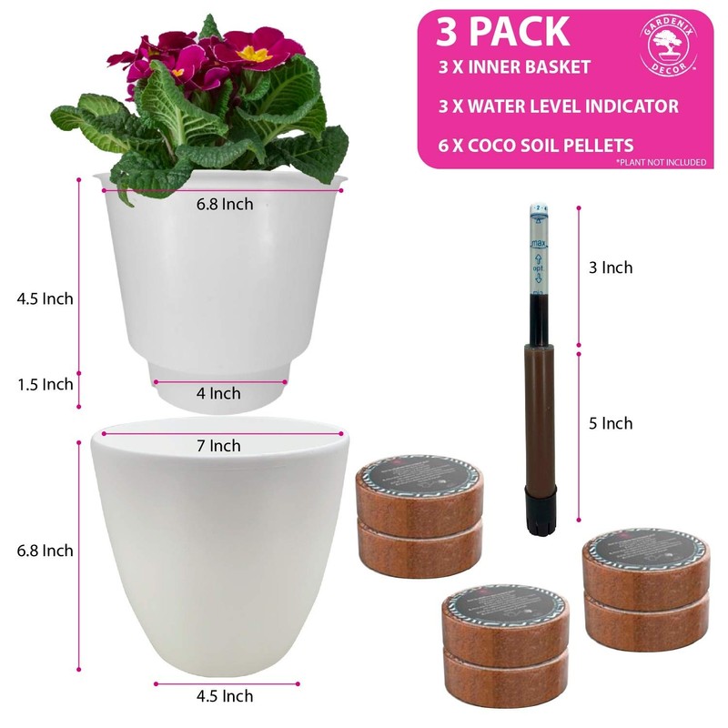 7'' Self Watering planters for Indoor Plants - Flower Pot