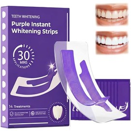Purple Tiras Blanqueadoras Dientes White White-Strips Blanqueador de Dientes Blanqueamiento Dental Teeth Whitening Strips - 7 Sesiones Blanqueador Dental 14 Piezas