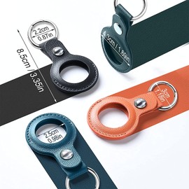 KP TECHNOLOGY Leather Protective Case Compatible with AirTags 2021, Tag Holder, Portable Protective Cover, Keeps Signal Strong, Key Ring For AirTag (BROWN)