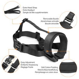 HEELE Dog Muzzle with Head Strap and Adjustable Loop and Soft Neoprene Padding, No More Chafing, Muzzle for Medium Dogs to Prevent Barking Biting and Chewing, Gentle Dog Muzzles, Black, M