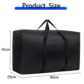 STOUCLA Storage Bag, Clothing Storage Bags, Oxford Moving Bags, Foldable with Handle for Clothes, Duvets, Blankets, 80 x 45 x 25 cm, Pack of 2, Black