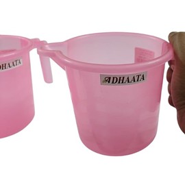ADHAATA Bathing Mug, 1.5 Liter Capacity, Certified Water Bath Mug, LAHER (Pack of 2) (PINK)