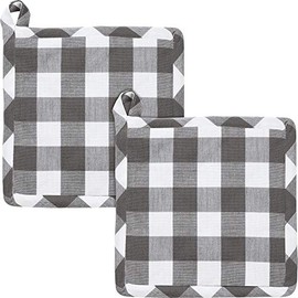 REDBEST Pot Holder Pack of 2 Cotton Grey Size 20 x 20 cm