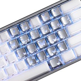 HITIME XVX Butterfly Shine Through Keycaps, Love Theme Cute Custom Keycaps, Blank OEM Profile IMD Translucent Key Cap, Anime Style, for MX Switches Mechanical Keyboard, Silver（Only 21 Keys