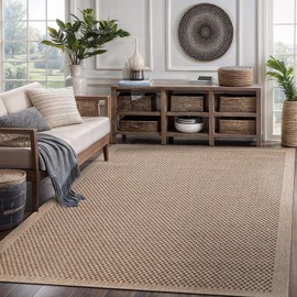 CAMILSON Easy Jute Rug 5x7, Indoor Outdoor Natural Color Fiber Area Rugs for Living Room Patio and Kitchen Rug, Sisal Boho Woven Design, Easy-Cleaning, Washable Outside Carpet Alfombras (5 x 7)