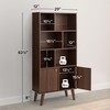 Prepac Milo Mid-Century Modern Bookcase with Six Shelves, Two Doors,