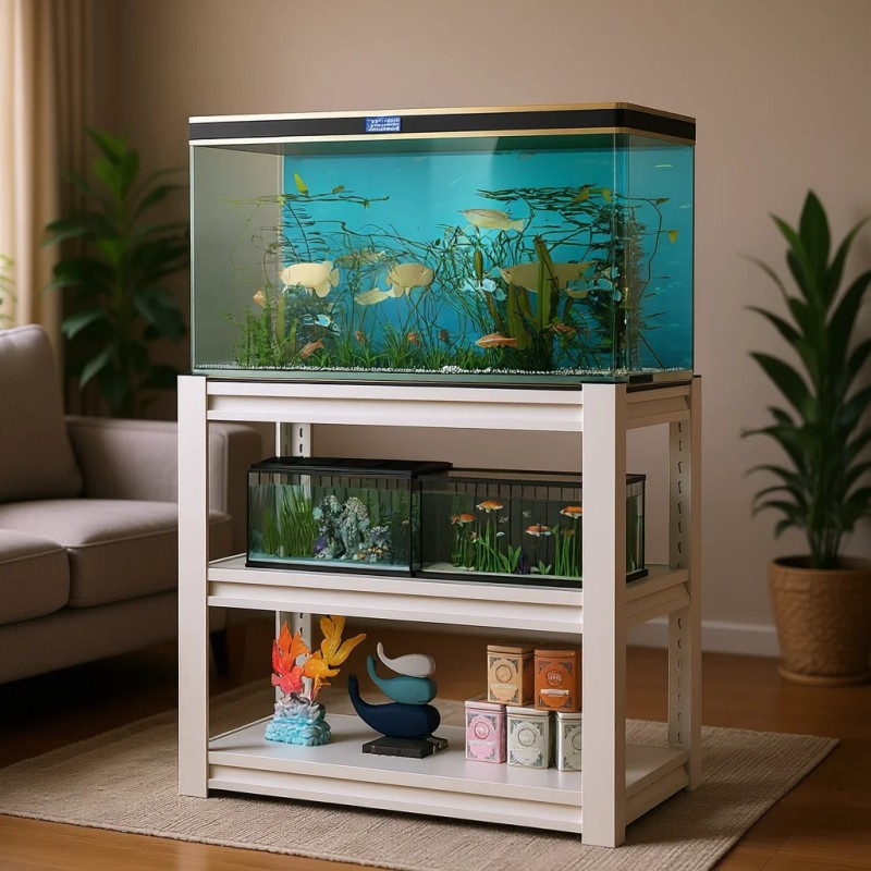 Aquarium Stand 3 Tier Metal Rectangular 20-30 Gallon Adjustable Fish
