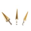3Pcs Juego de Brocas Escalonadas High Speed Steel HSS Hex