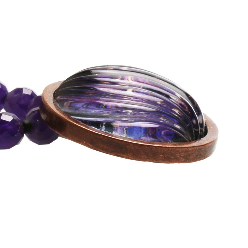 Tamarusan Long Necklace, Purple, Marble, Amethyst, Hitchitite