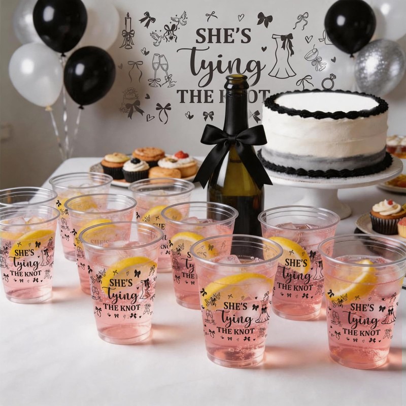 50PCS Black Bride or Die Bachelorette Party Plastic Cups 12
