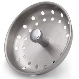 GZILA - Tapón colador para fregadero de cocina, repuesto para desagüe estándar de fregadero de cocina de 3-1/2 pulgadas, níquel cepillado de acero inoxidable 304, tope de goma, perilla de metal
