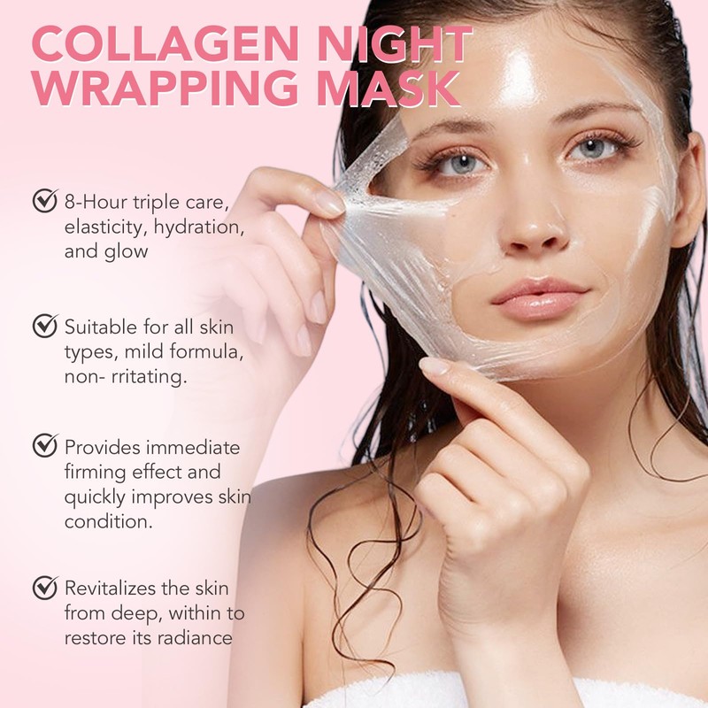 Collagen Night Wrapping Mask, Overnight Mask Face, Peel Off Collagen
