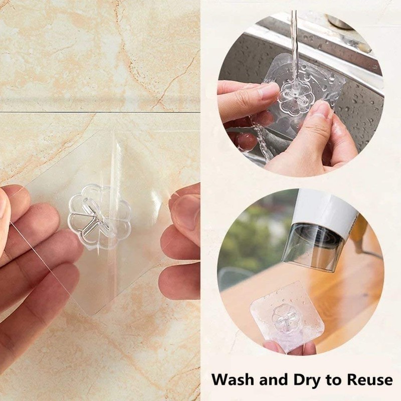 YIKUER Transparent Adhesive Hooks 30 lb(Max), Waterproof and Oilproof Reusable