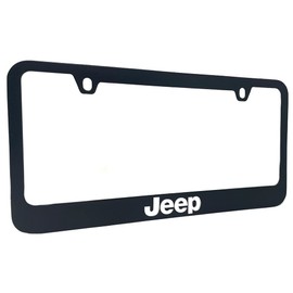 License Plate Frame (Black with Mirror) for Jeep - Made in USA