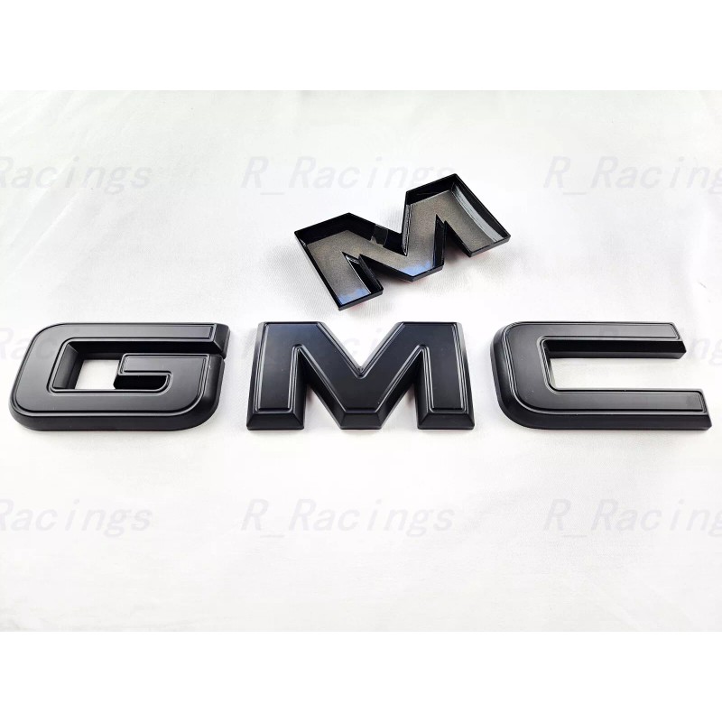 Auto Front & Rear GMC Matte Black OVERLAY Emblem Badge