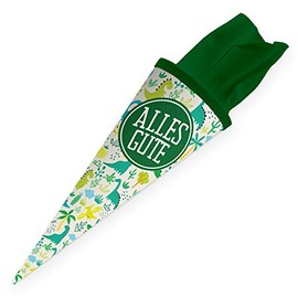 itenga sibling school cone - 35 cm, animals, animal pattern, gift packaging, school cone, sugar bag, felt closure, children / adults