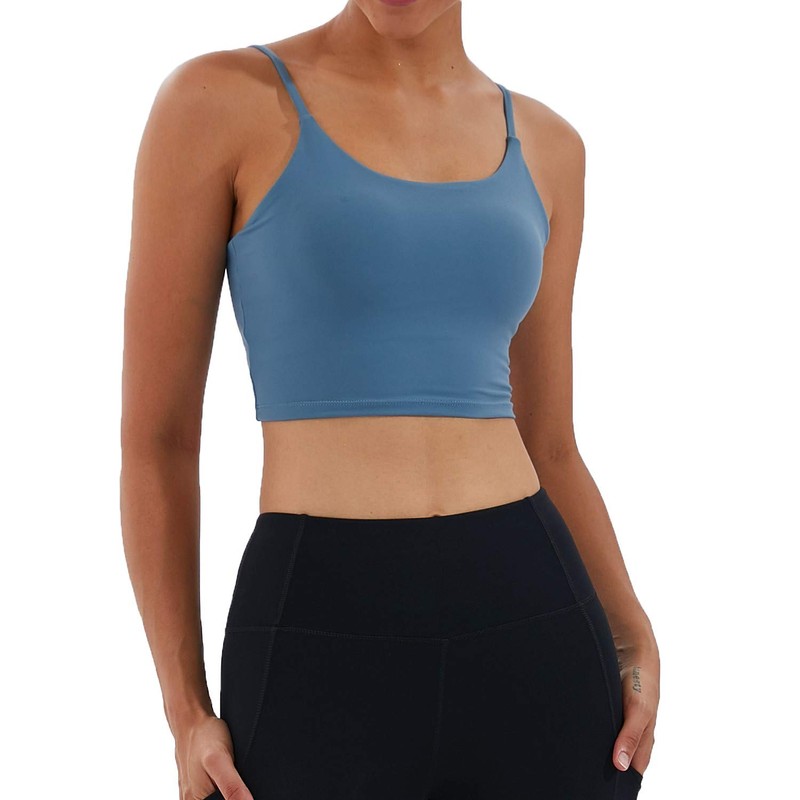 Sujetador deportivo elástico con tiras para mujer, para yoga, sin