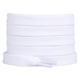 Booyckiy 2 Pairs 2/5" Flat Sneaker Shoe Laces 26 Colors Shoe laces in 27"-72" (Pure White(2 Pairs), 48inch (122cm))