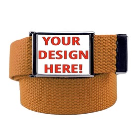 Design Your Own Buckle with Your Image or Text: Includes a Canvas Web Belt (Mens Medium Burnt Orange)