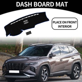 Partuto Dash Cover - Car Center Console Sun Shade Protect Carpet - for Hyundai Tucson 2022-2024 - Polyester Black Blue with Sticker - 1 Set