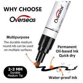 Overseas 48 Gold Paint Pens, Oil Based Permanent Markers Set - Quick Drying, Waterproof, Fade-Resistant, Medium Tip Paint Markers Bulk for Wood, Metal, Rock, Ceramic, Plastic, Canvas, Glass, Rubber