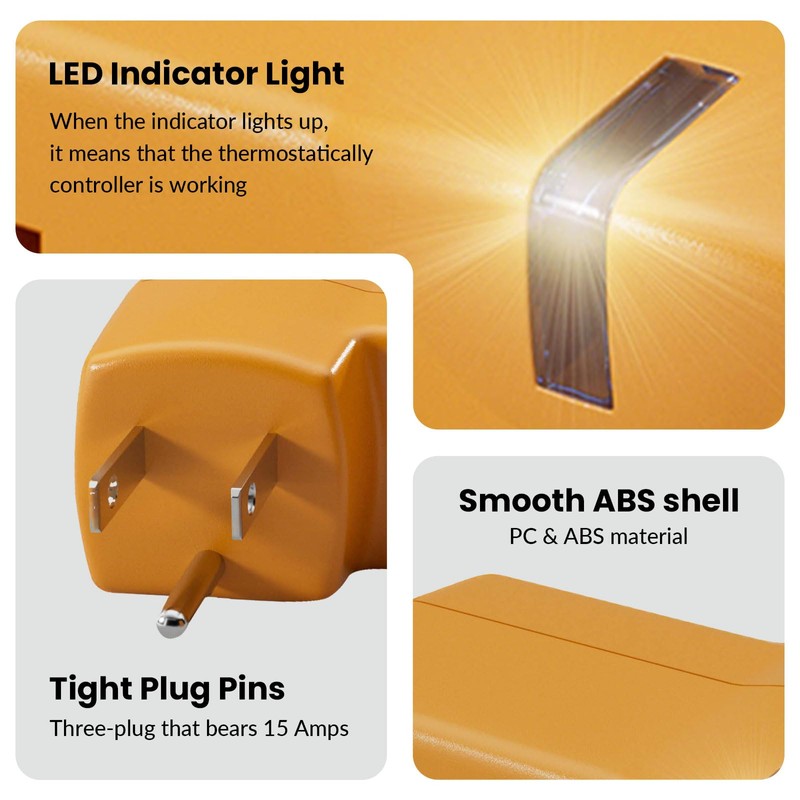 MAXKOSKO 4 PCS Freeze Thermostatically Controlled Outlet，Automatically Turn On Below