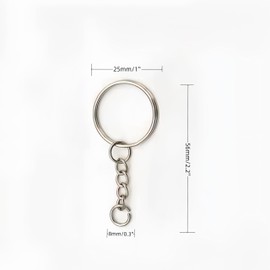 Premium Key Ring with Chain and Open Jump,50 Pack1 inch Split Round Keychain Rings Bulk for Craft Making Jewelry for Keychain Making Supplie DIY Crafts