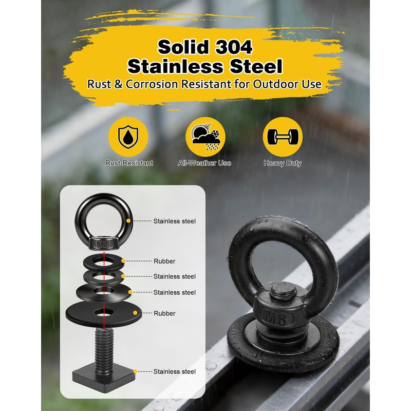 T Track Mount Tie Down Anchor for Roof Rack, M8