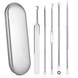 vgggrd Blackhead Remover, Comedone Squeezer Set, Professional Pimple Tool, Tweezers Set with Metal Box, Acne Whiteheads, Blackhead Remover for All Skin Types